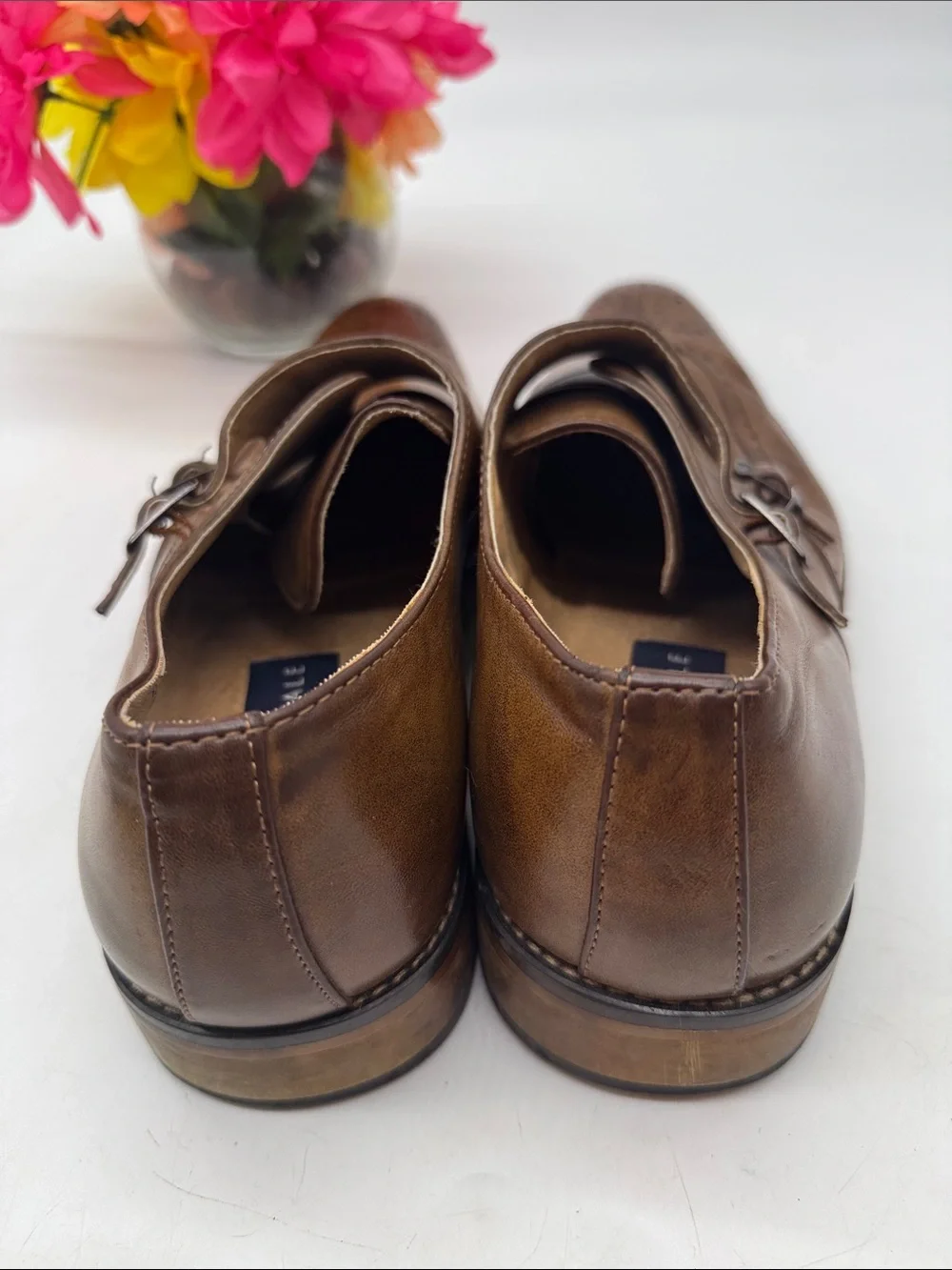Gino Vitale Men's Double Monk Strap Brogue Dress Shoes - Brown Size 12 MS10120F